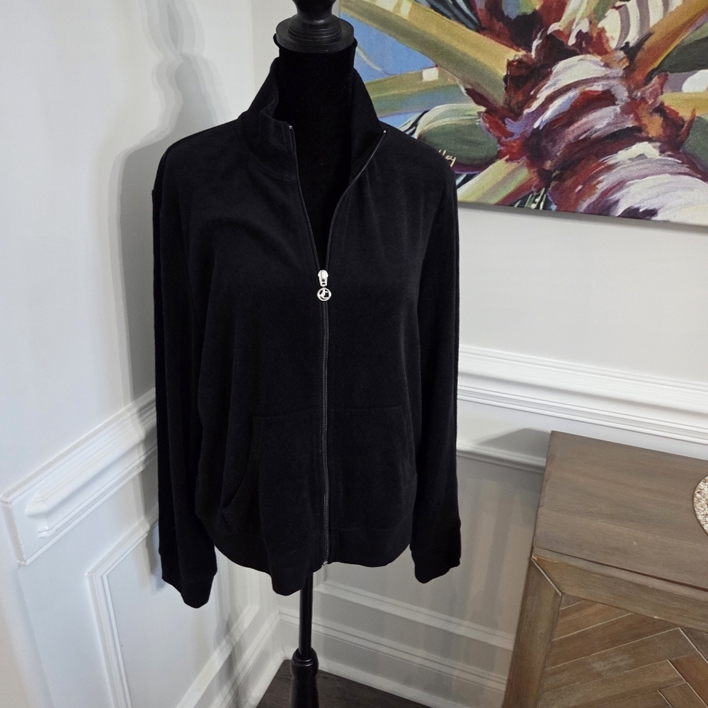 Juicy Couture Vintage Velour Track Jacket Black Y2K 2000s XL